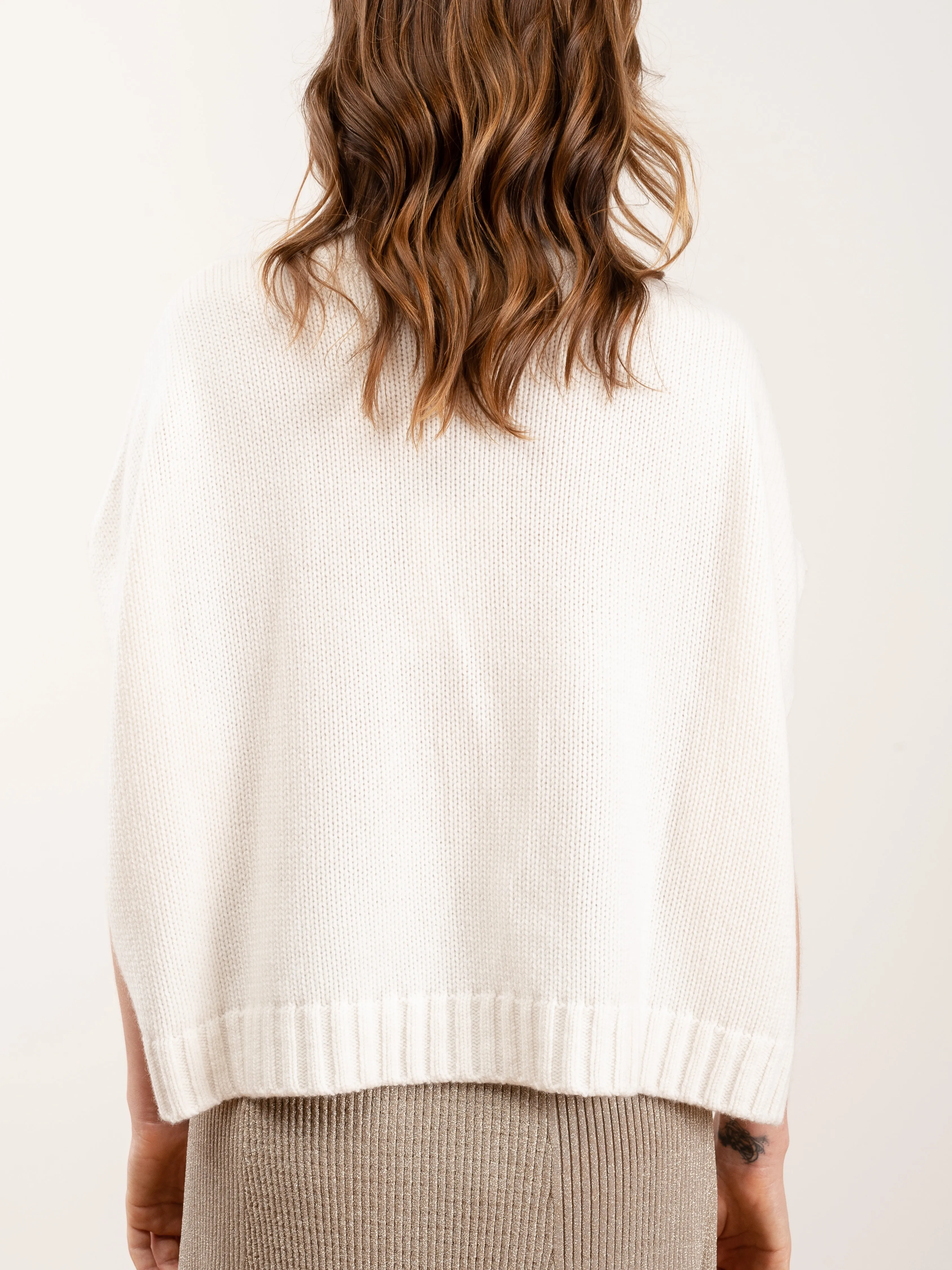 high collar short cape - ivoire