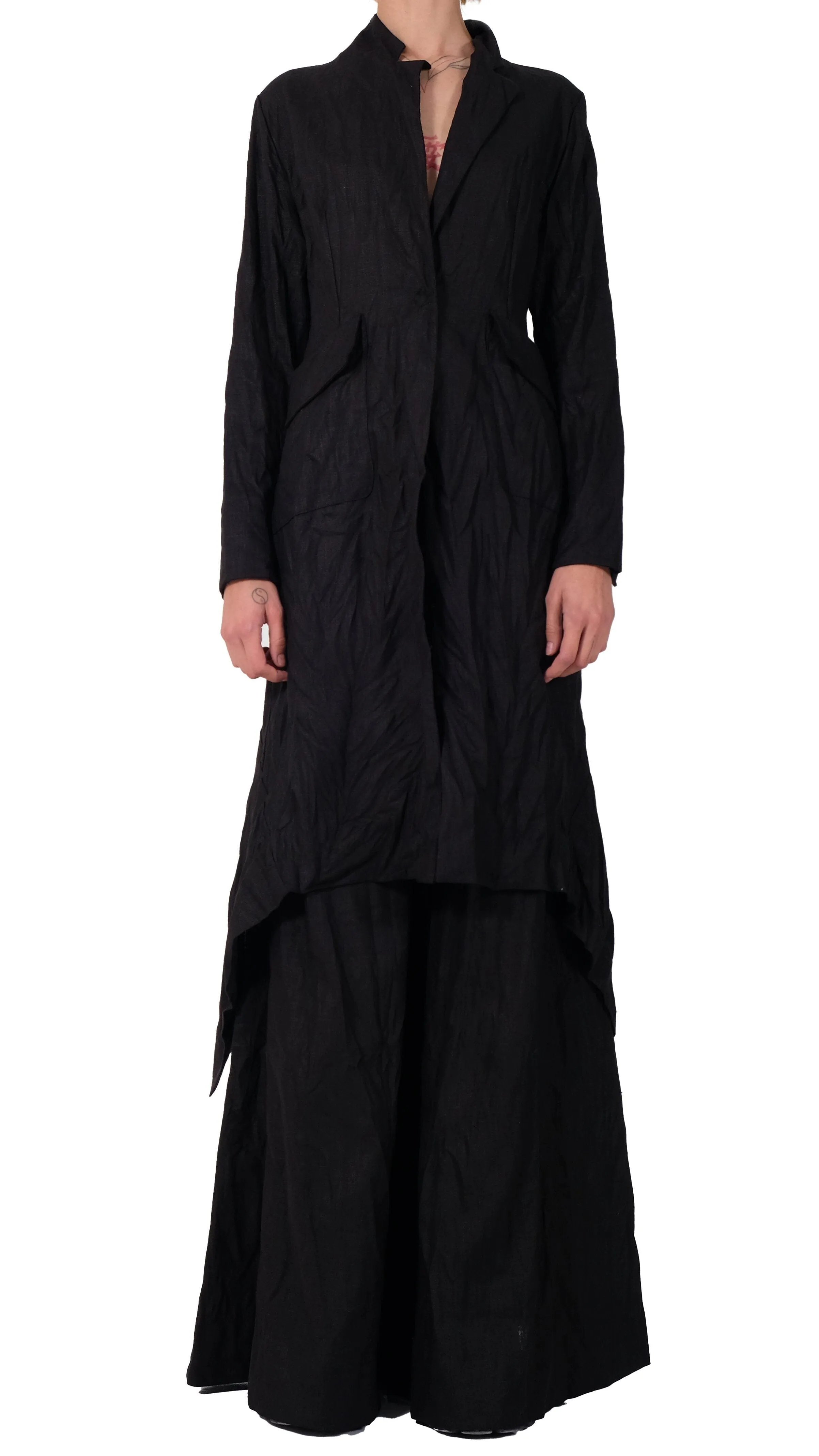 High Low Style Linen Long Blazer