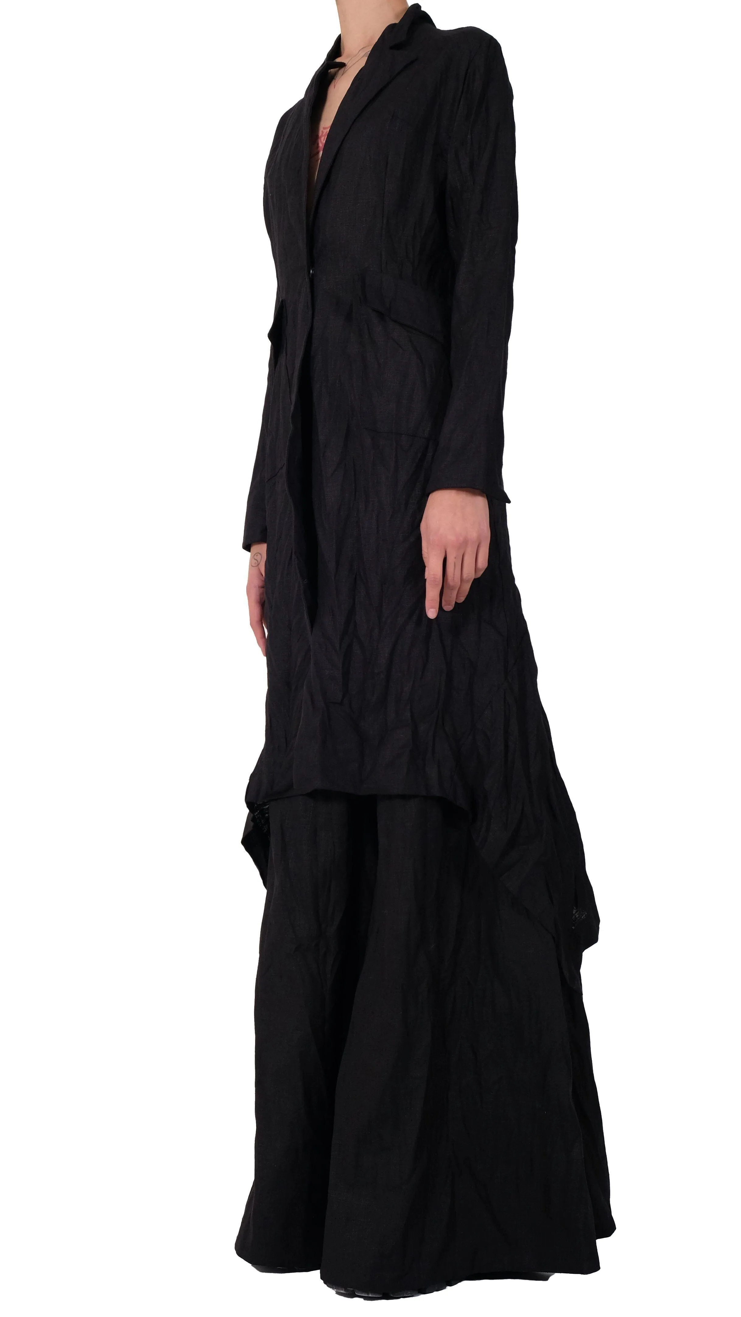 High Low Style Linen Long Blazer