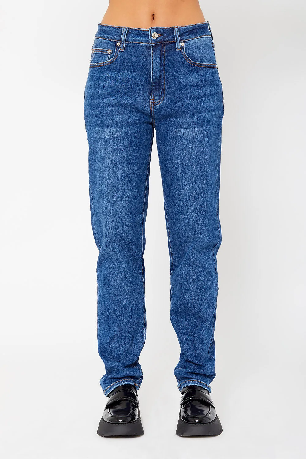 High-rise dad fit denim