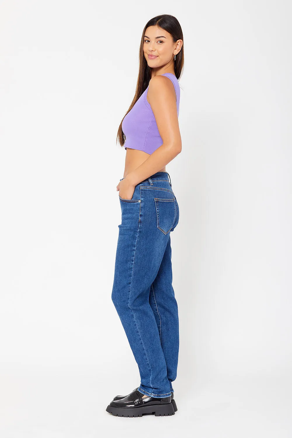 High-rise dad fit denim