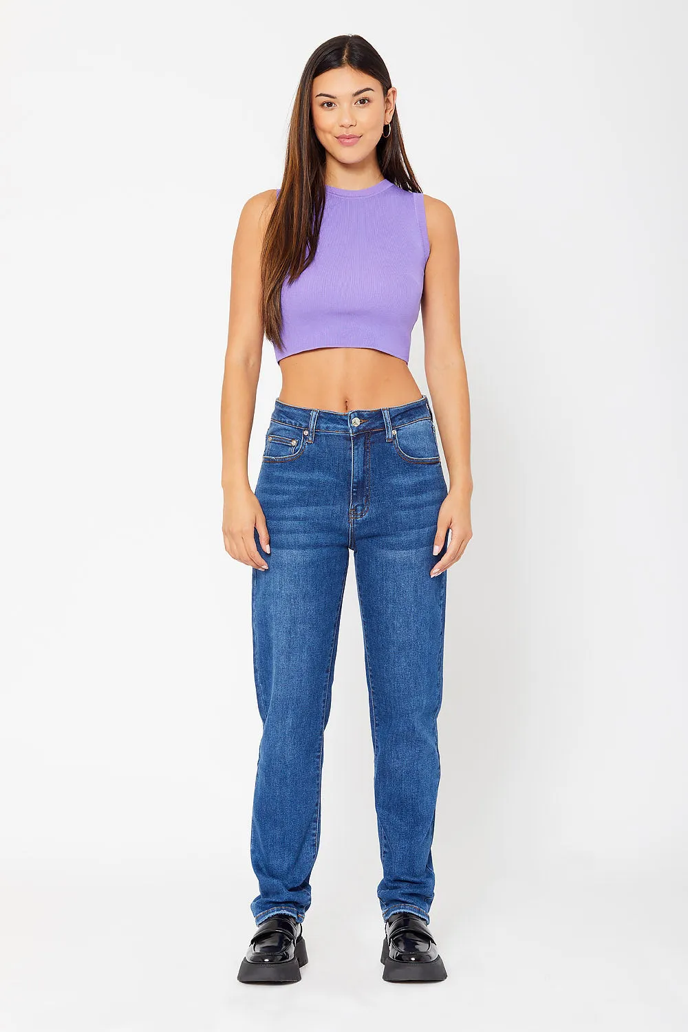 High-rise dad fit denim