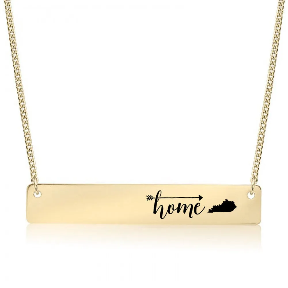 Home is Kentucky Gold / Silver Bar Necklace