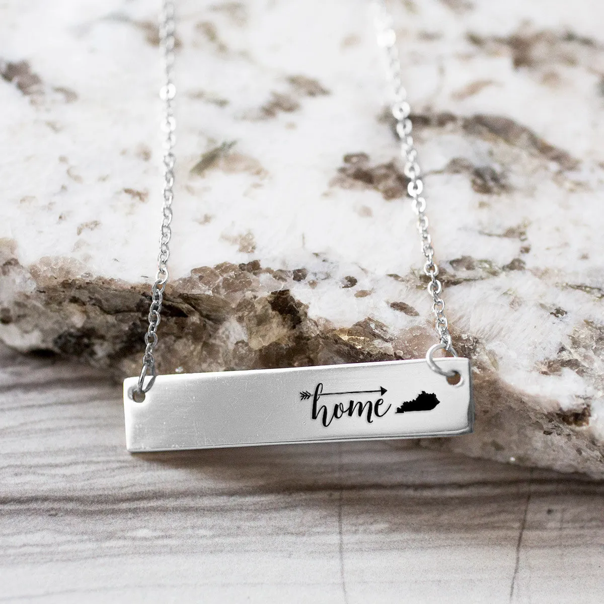 Home is Kentucky Gold / Silver Bar Necklace