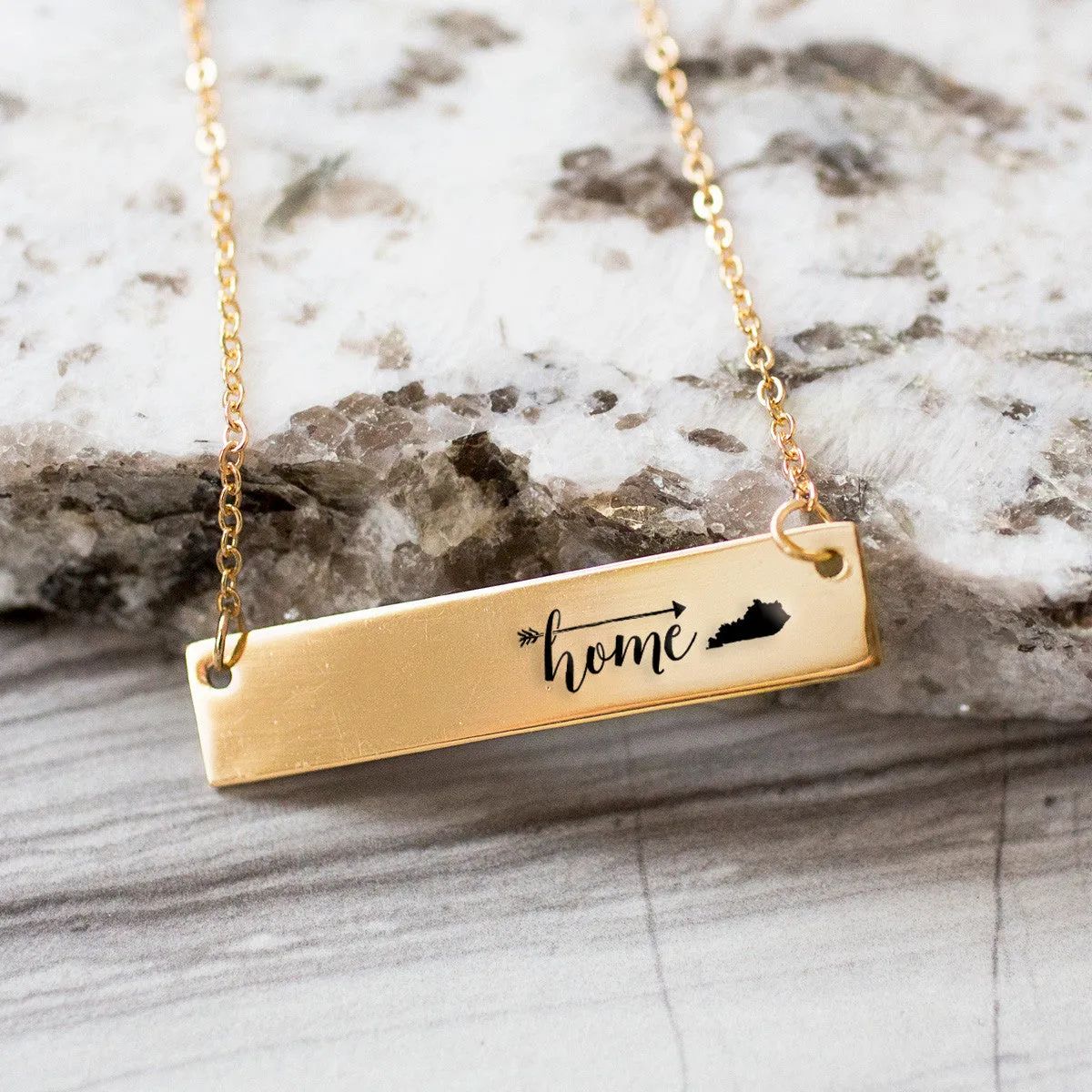 Home is Kentucky Gold / Silver Bar Necklace