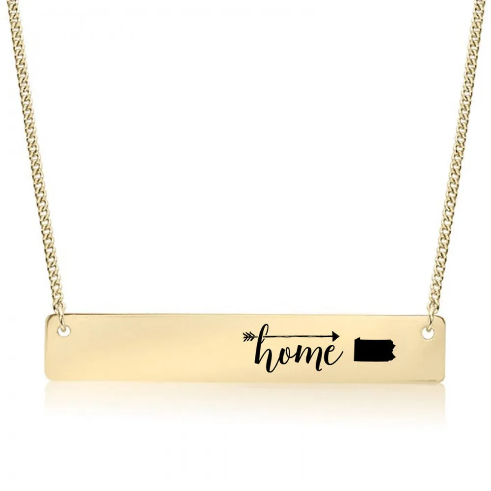 Home is Pennsylvania Gold / Silver Bar Necklace