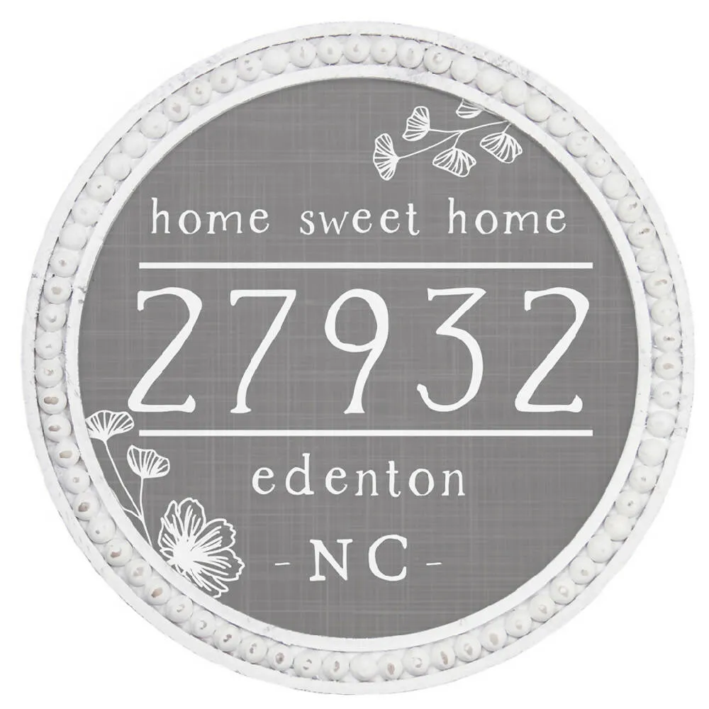 Home Sweet Zip Code PER - Beaded Round Wall Art