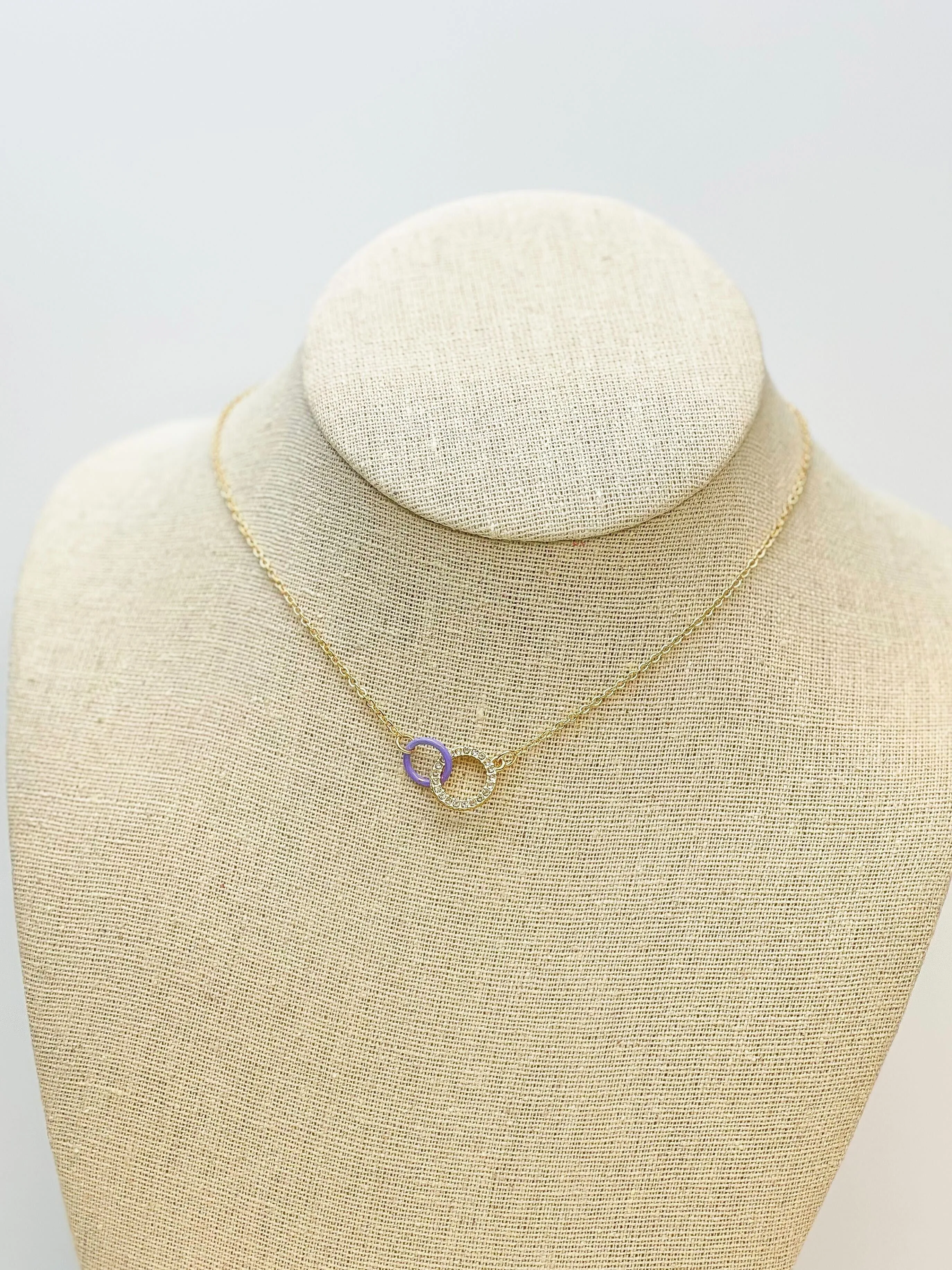 Hoop & Stone Linked Pendant Necklace