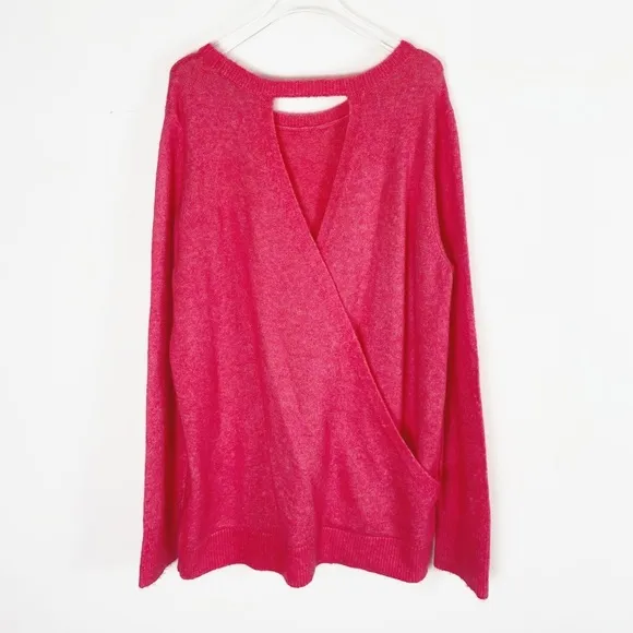 Hot Pink boxy Crossover Back Sweater by LOFT - Womens size XL
