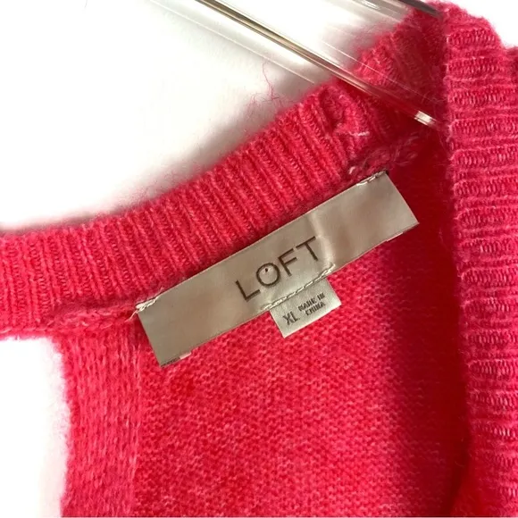 Hot Pink boxy Crossover Back Sweater by LOFT - Womens size XL