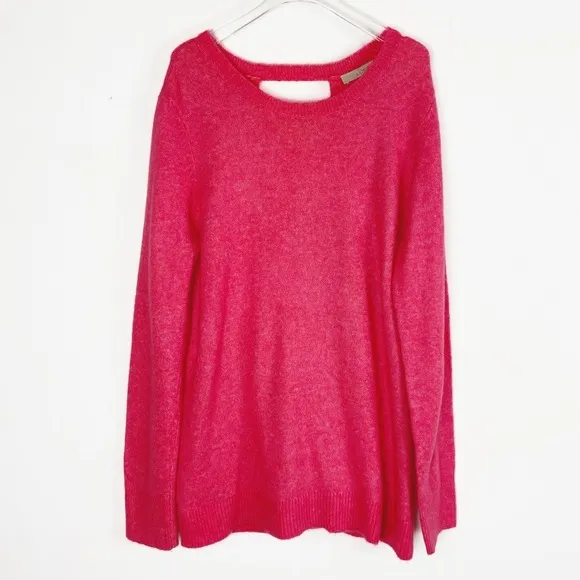 Hot Pink boxy Crossover Back Sweater by LOFT - Womens size XL