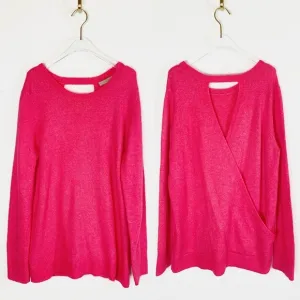 Hot Pink boxy Crossover Back Sweater by LOFT - Womens size XL
