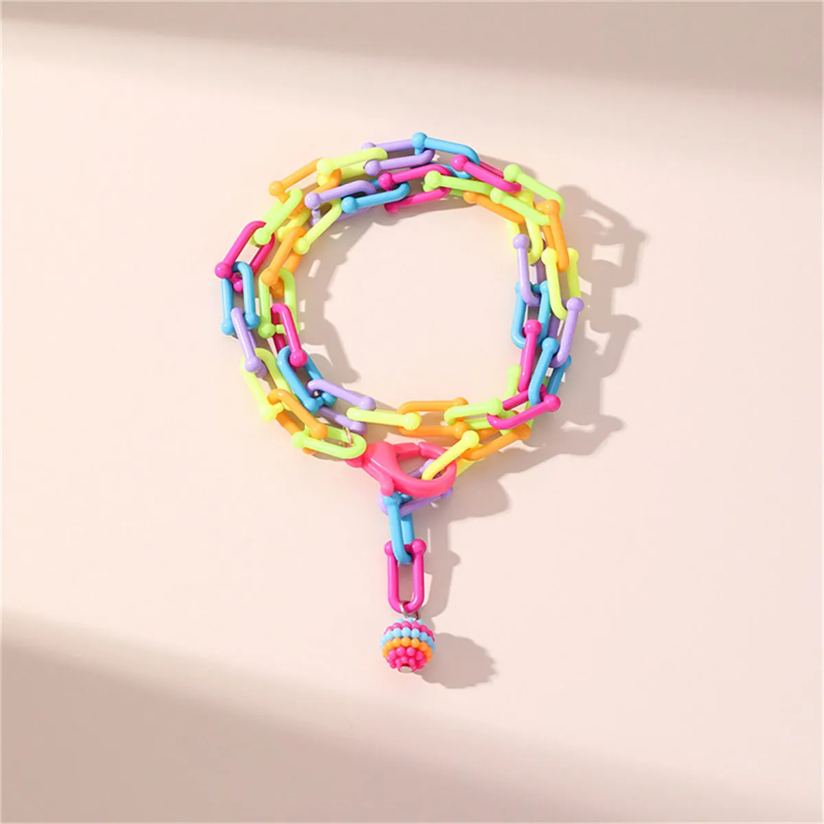 Howlite Multicolor Linked Ball Charm Anklet