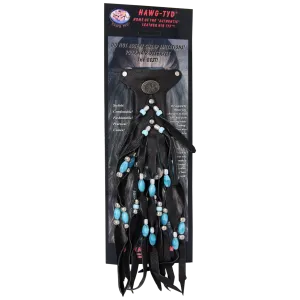 HTBlue "Hawg Tyd" The Authentic Leather Hair TYS - Blue Beads