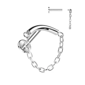 Implant Titanium Chain Lined Curved Bar Lip Labret