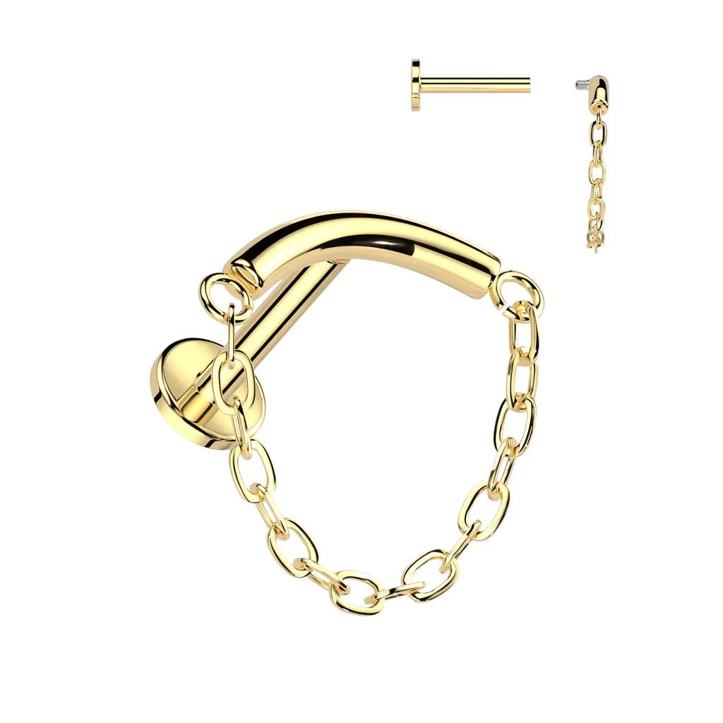 Implant Titanium Chain Lined Curved Bar Lip Labret