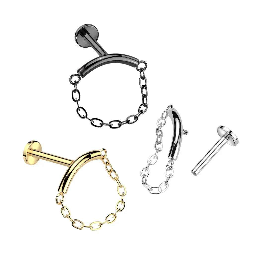 Implant Titanium Chain Lined Curved Bar Lip Labret