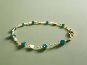 Indocholite Blue Tourmaline Gold Chain Bracelet