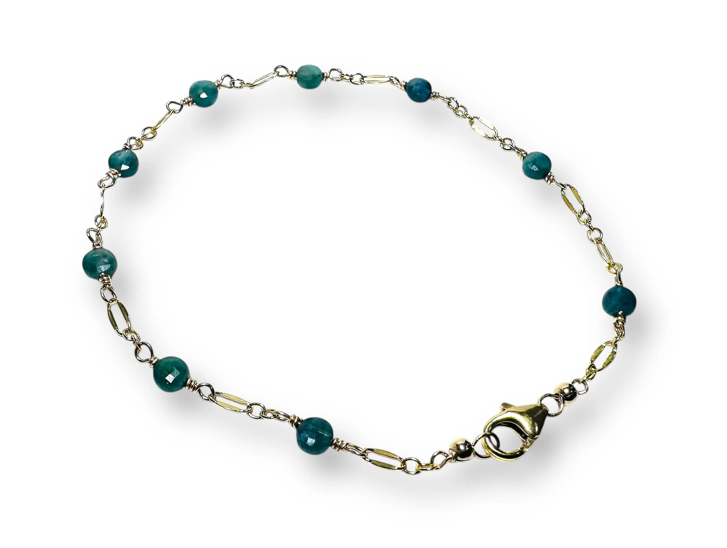 Indocholite Blue Tourmaline Gold Chain Bracelet