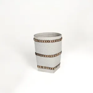 Indonesian Beaded Baskets XL- White/Dark Shell II