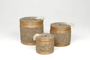 Indonesian Round Beaded Boxes-Natural