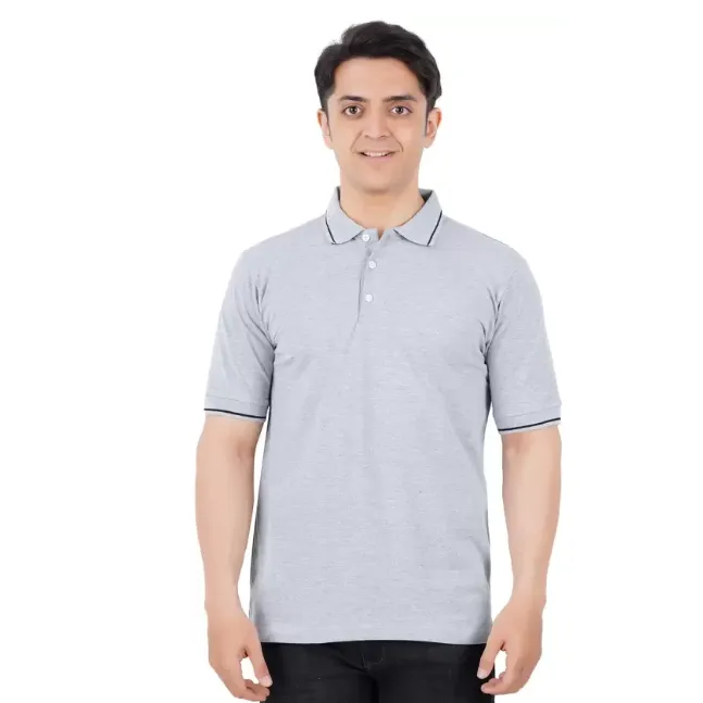 INSTOCK-Men's Solid Polo Neck Cotton Blend T-Shirt