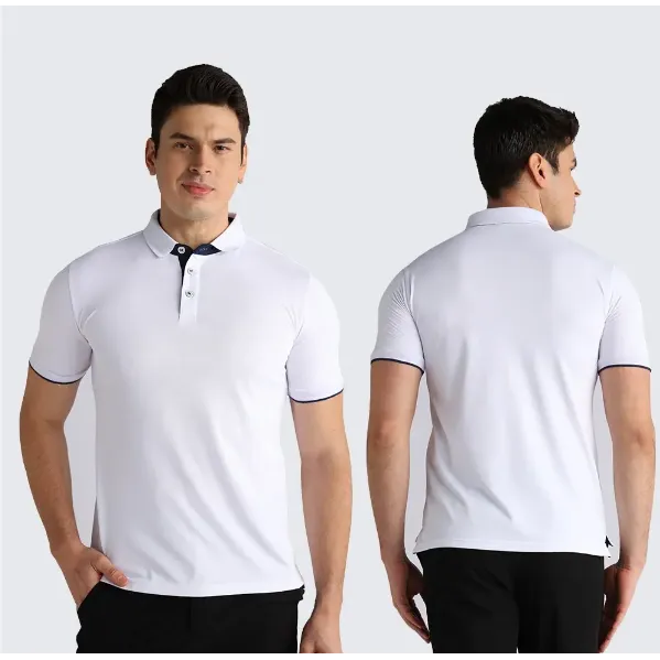 INSTOCK-Men's Solid Polo Neck Cotton Blend T-Shirt
