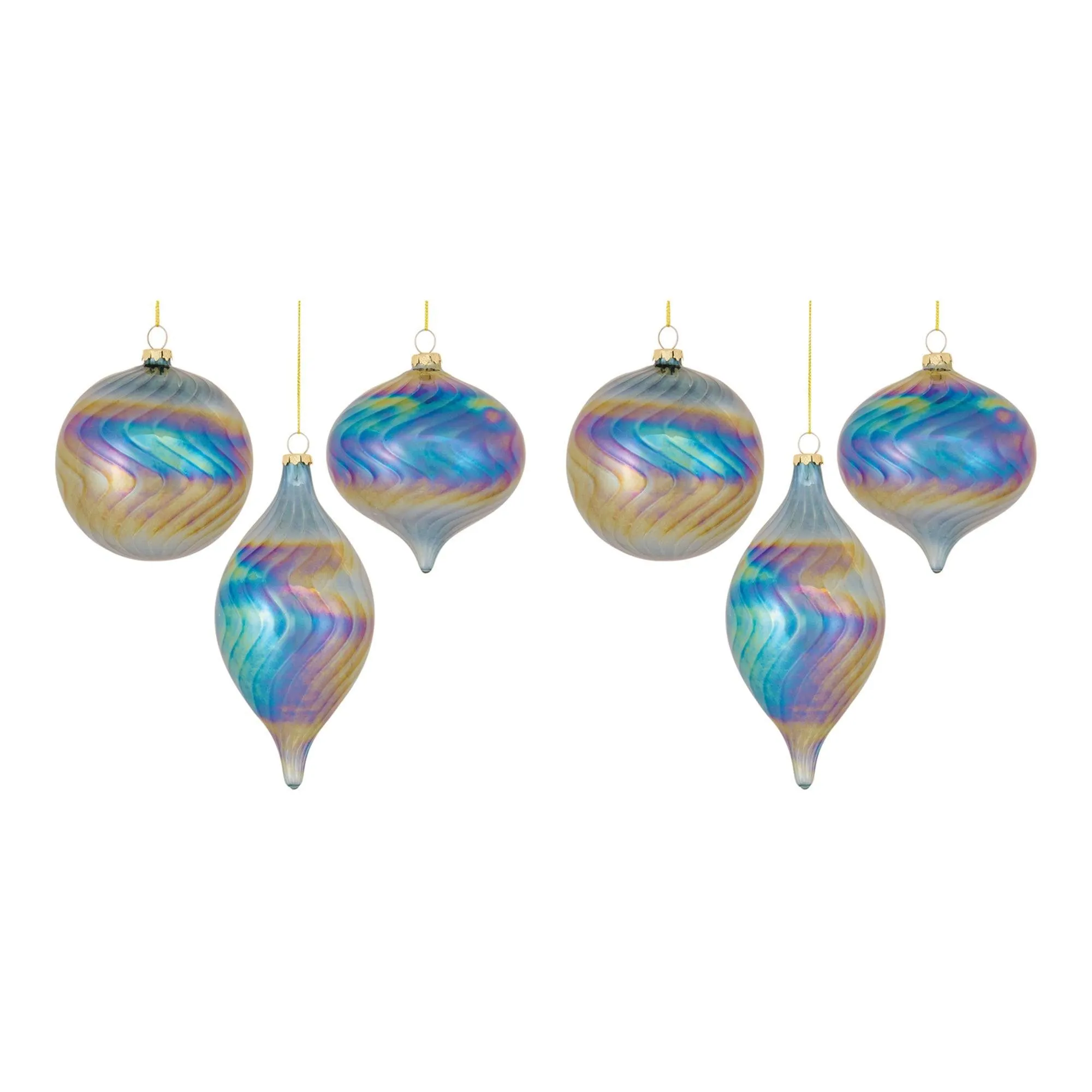 Irredescent Glass Swirl Ornament (Set of 6)