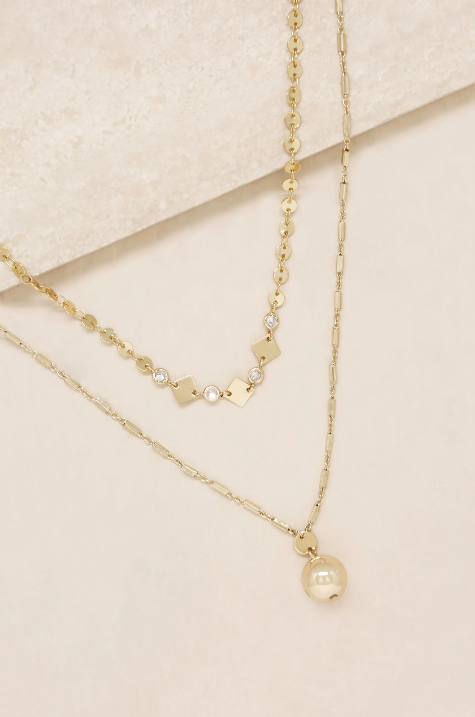 Issa 18k Gold Plated Ball Layered Necklace