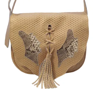 Italian Leather Handbag with Python Snake Skin Detailing -On Sale