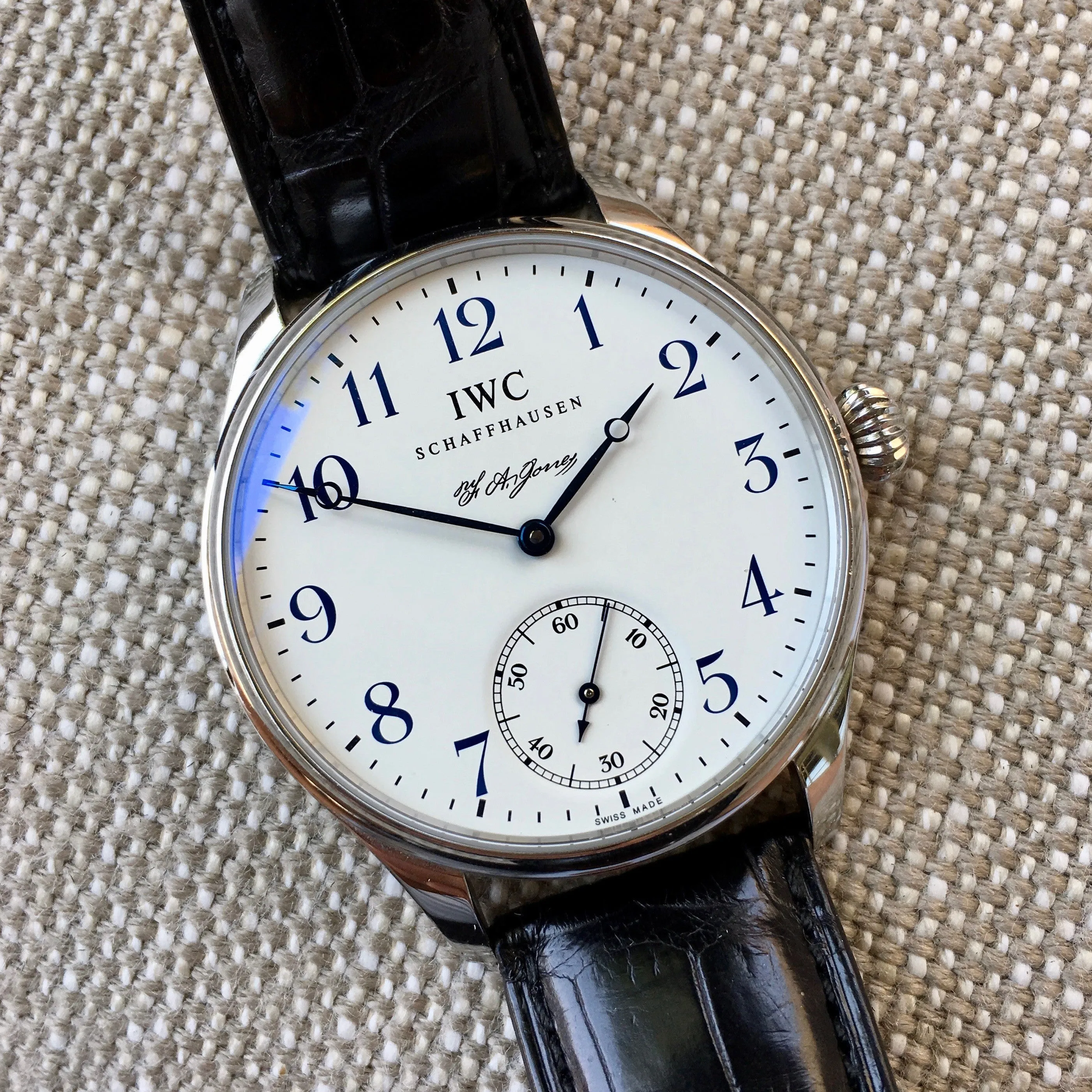 IWC Portuguese F.A. Jones 5442 Limited Edition 42mm Manual Wind Enamel Wristwatch