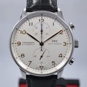 IWC Portugueser IW371401 Steel Chronograph Leather Automatic Wristwatch
