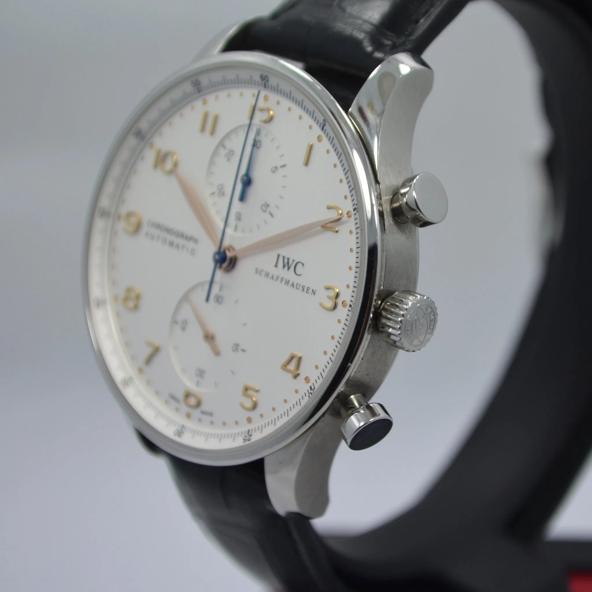 IWC Portugueser IW371401 Steel Chronograph Leather Automatic Wristwatch