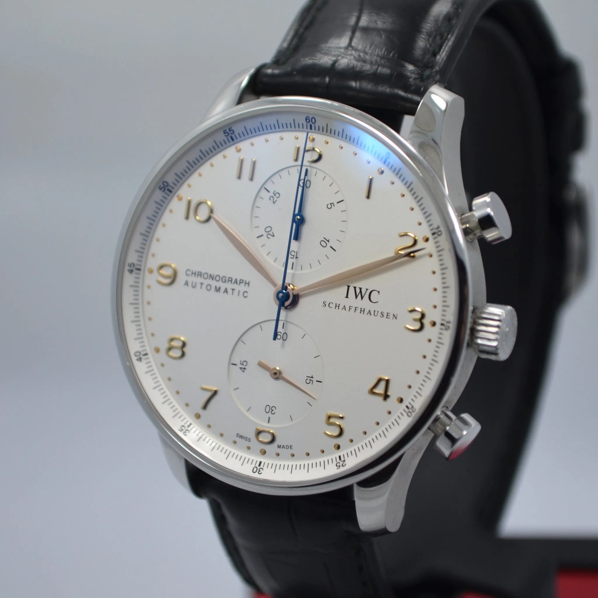 IWC Portugueser IW371401 Steel Chronograph Leather Automatic Wristwatch