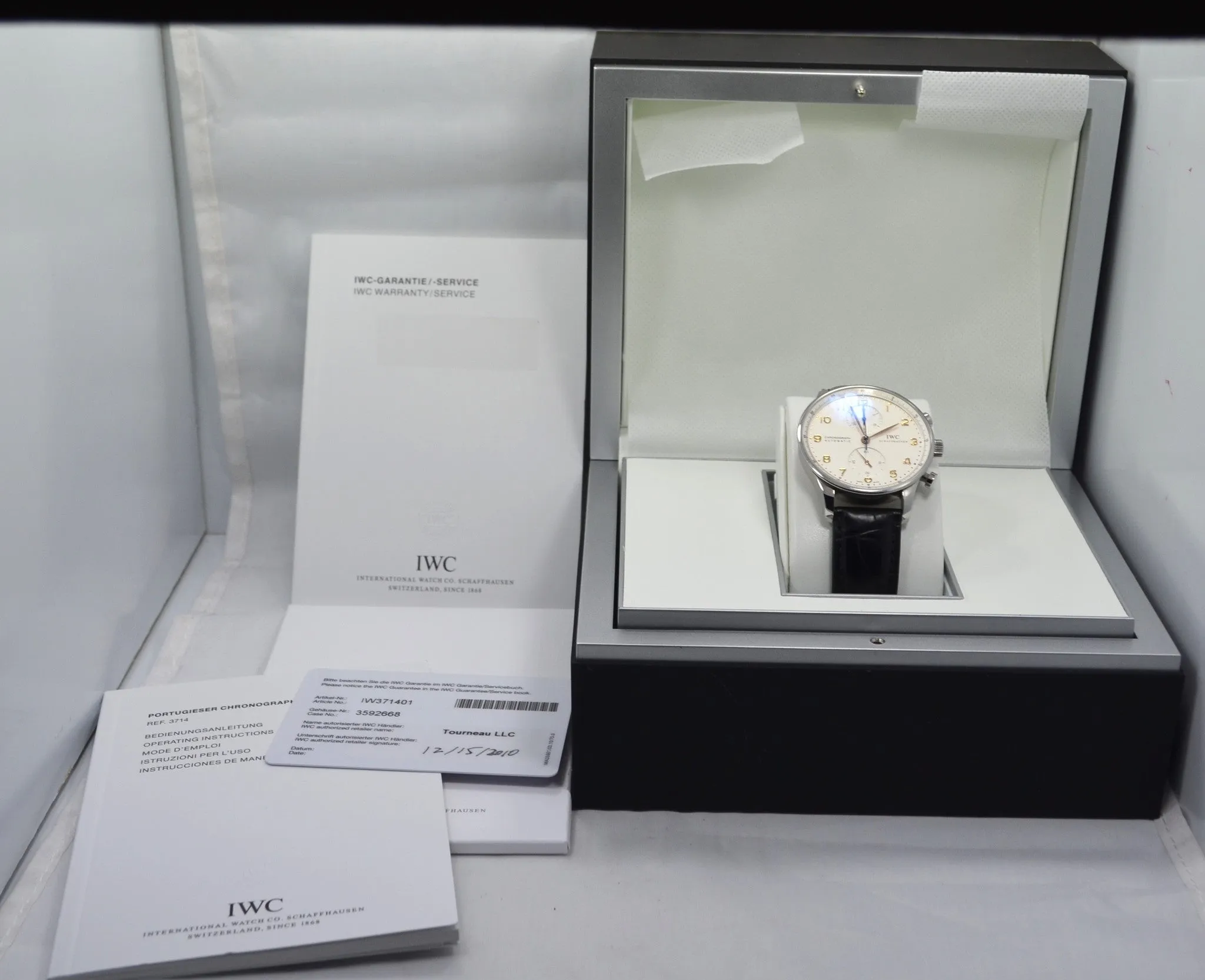IWC Portugueser IW371401 Steel Chronograph Leather Automatic Wristwatch