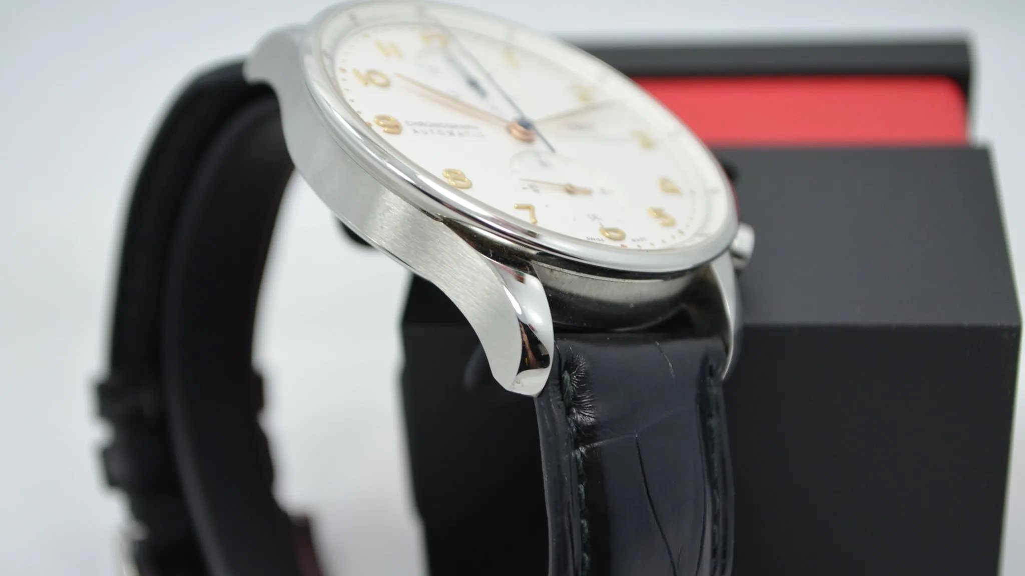 IWC Portugueser IW371401 Steel Chronograph Leather Automatic Wristwatch