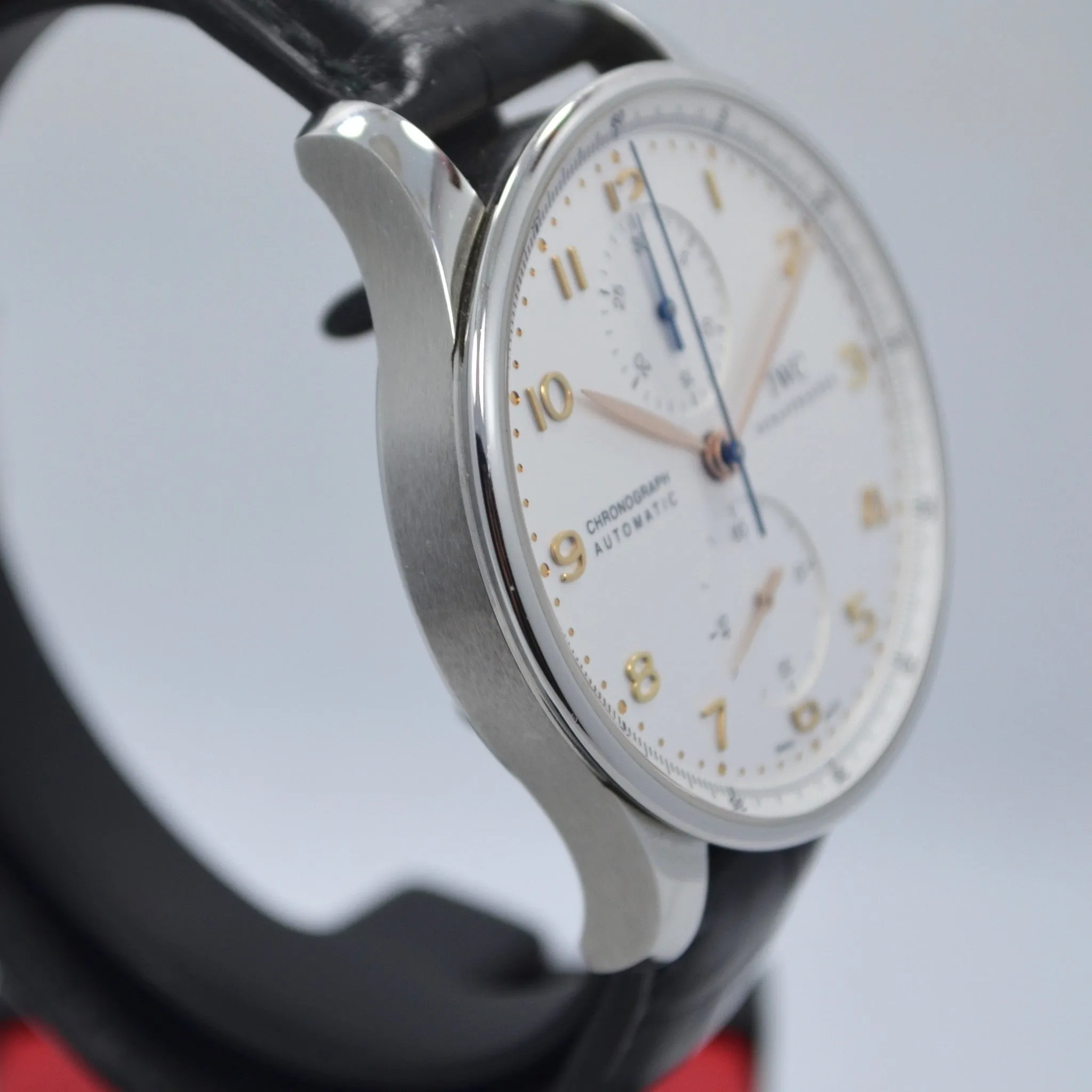 IWC Portugueser IW371401 Steel Chronograph Leather Automatic Wristwatch