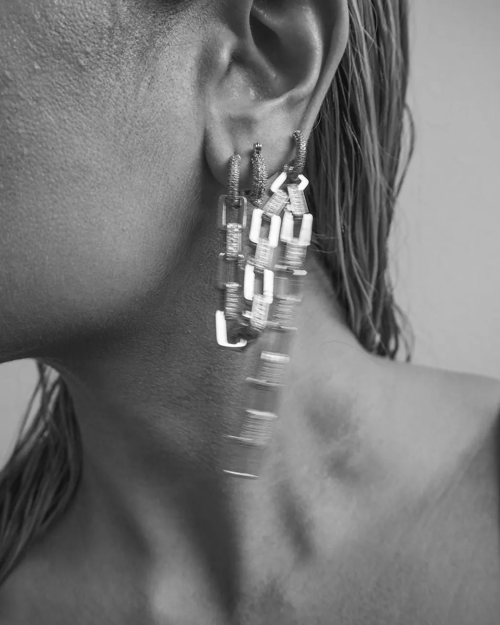 Jagger Chain Double Hoops- Silver