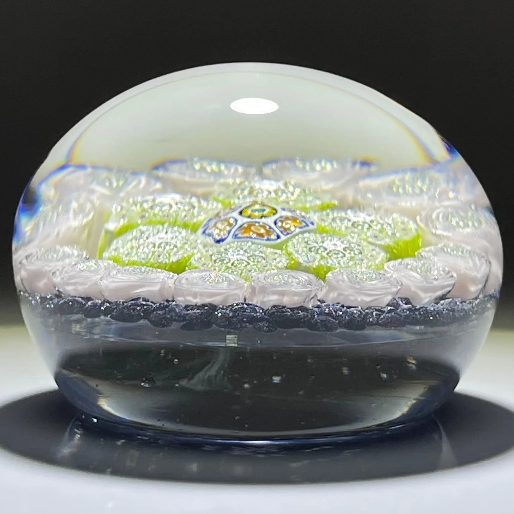 James Hart 2008 Complex Concentric Millefiori w/ Roses on Aventurine Ground