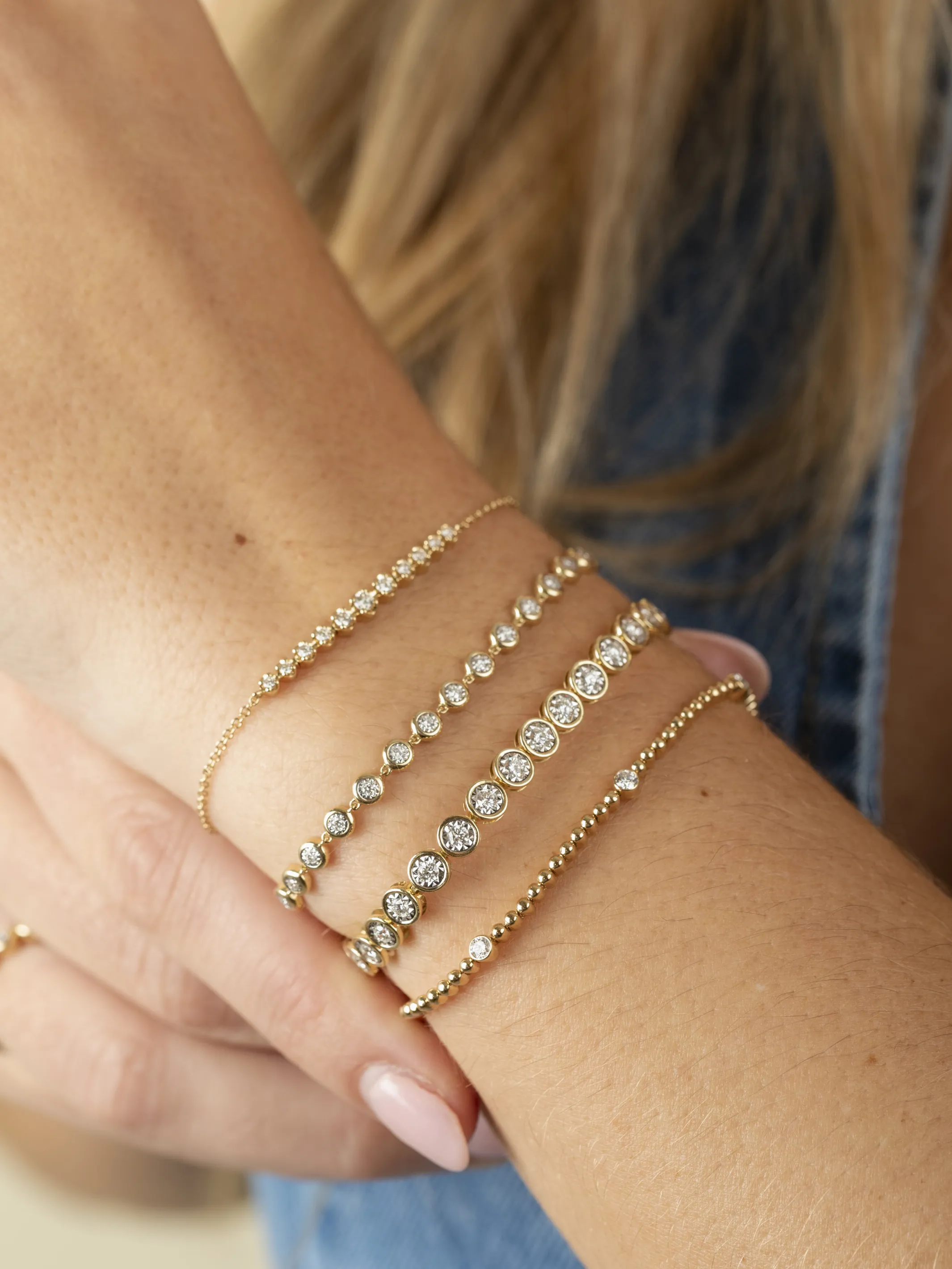 Jennie Diamond Bezel Beaded Bracelet 14K