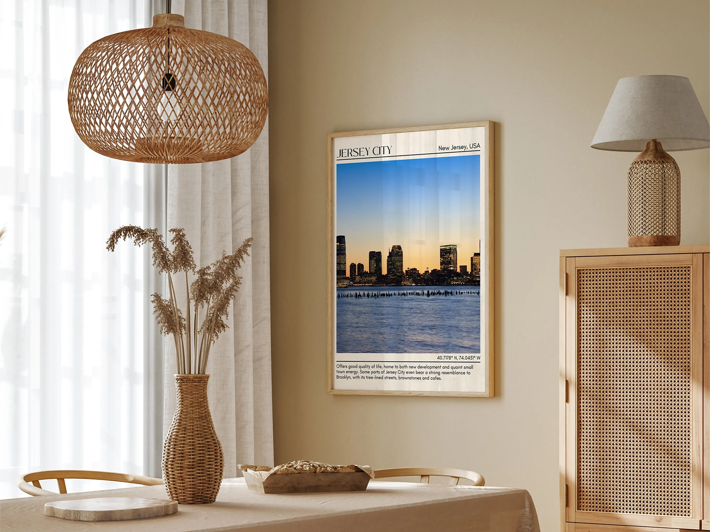 Jersey City Minimal Wall Art, New Jersey, USA