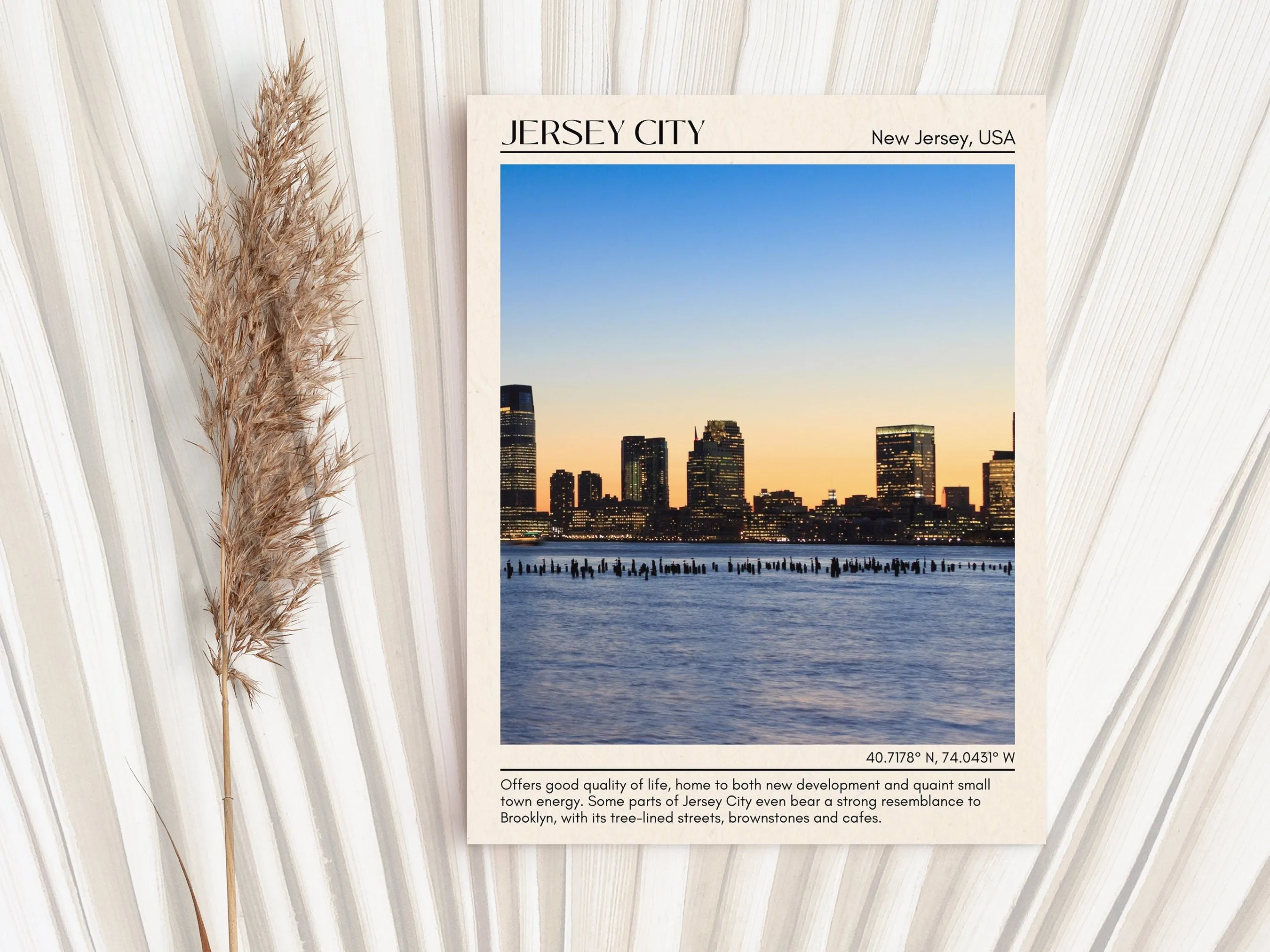 Jersey City Minimal Wall Art, New Jersey, USA