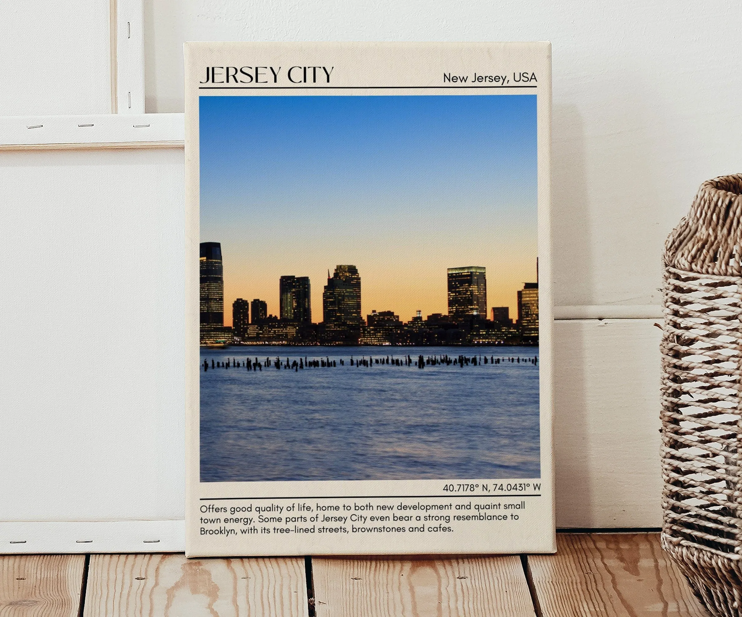 Jersey City Minimal Wall Art, New Jersey, USA