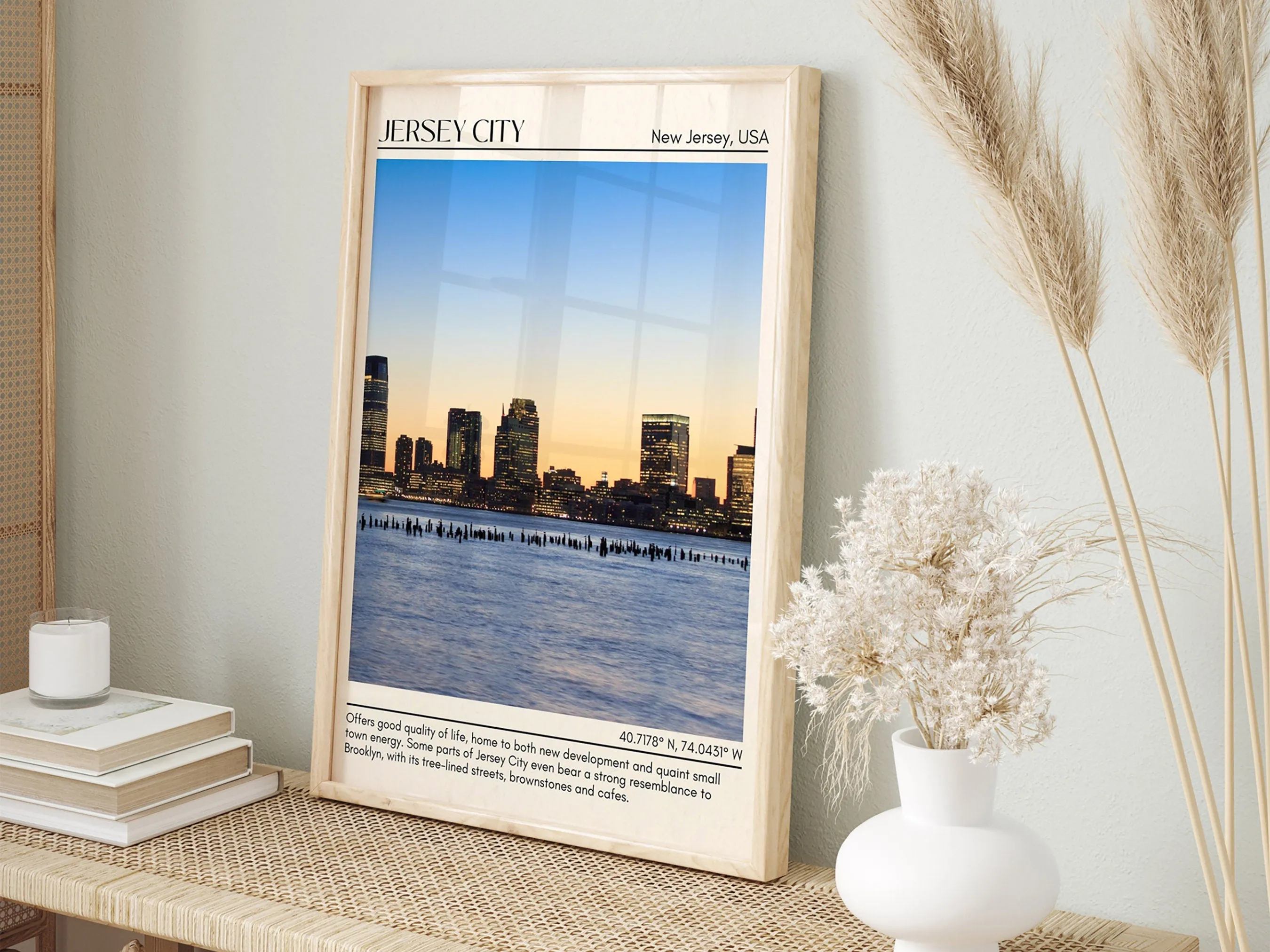 Jersey City Minimal Wall Art, New Jersey, USA