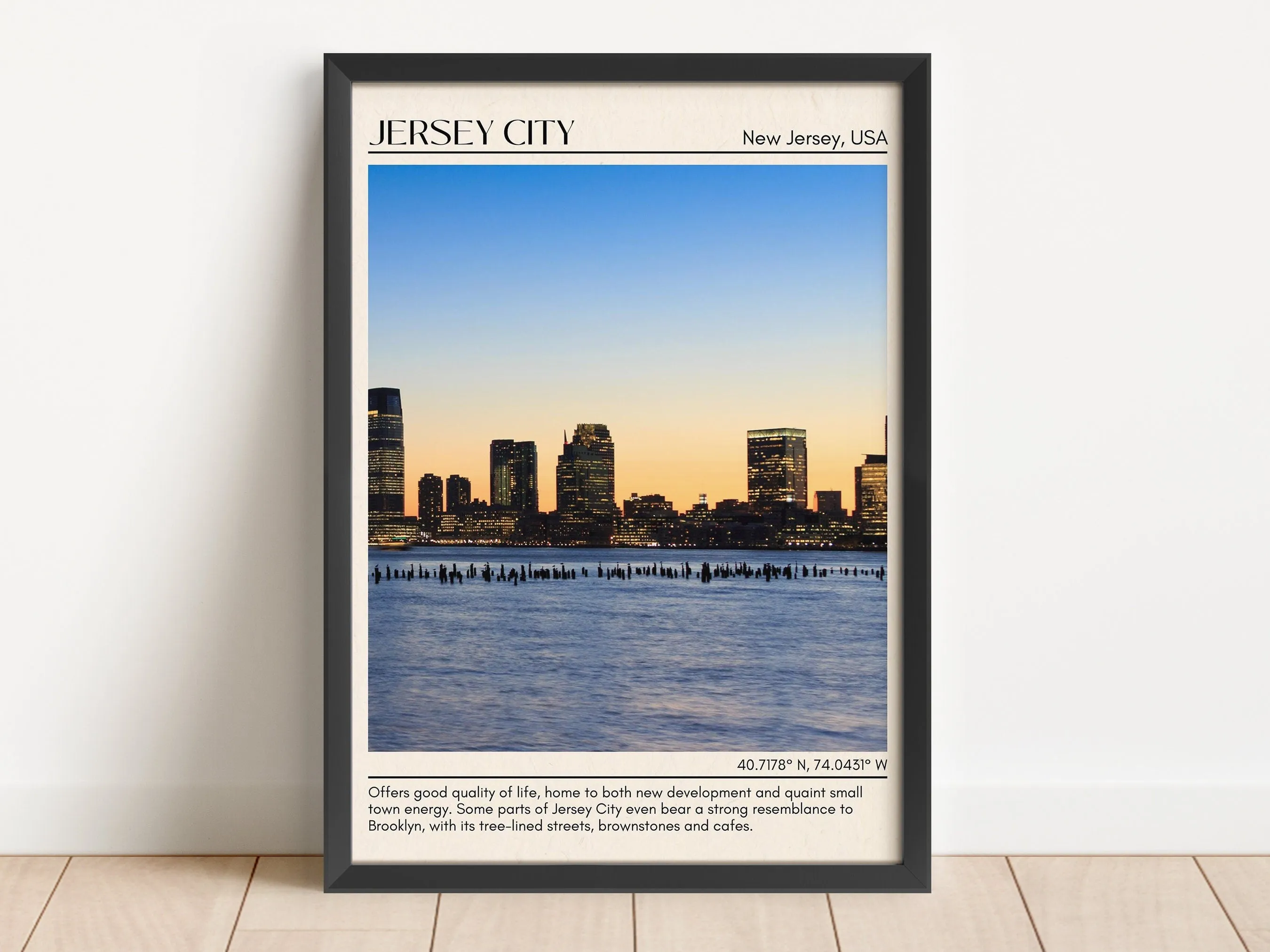 Jersey City Minimal Wall Art, New Jersey, USA