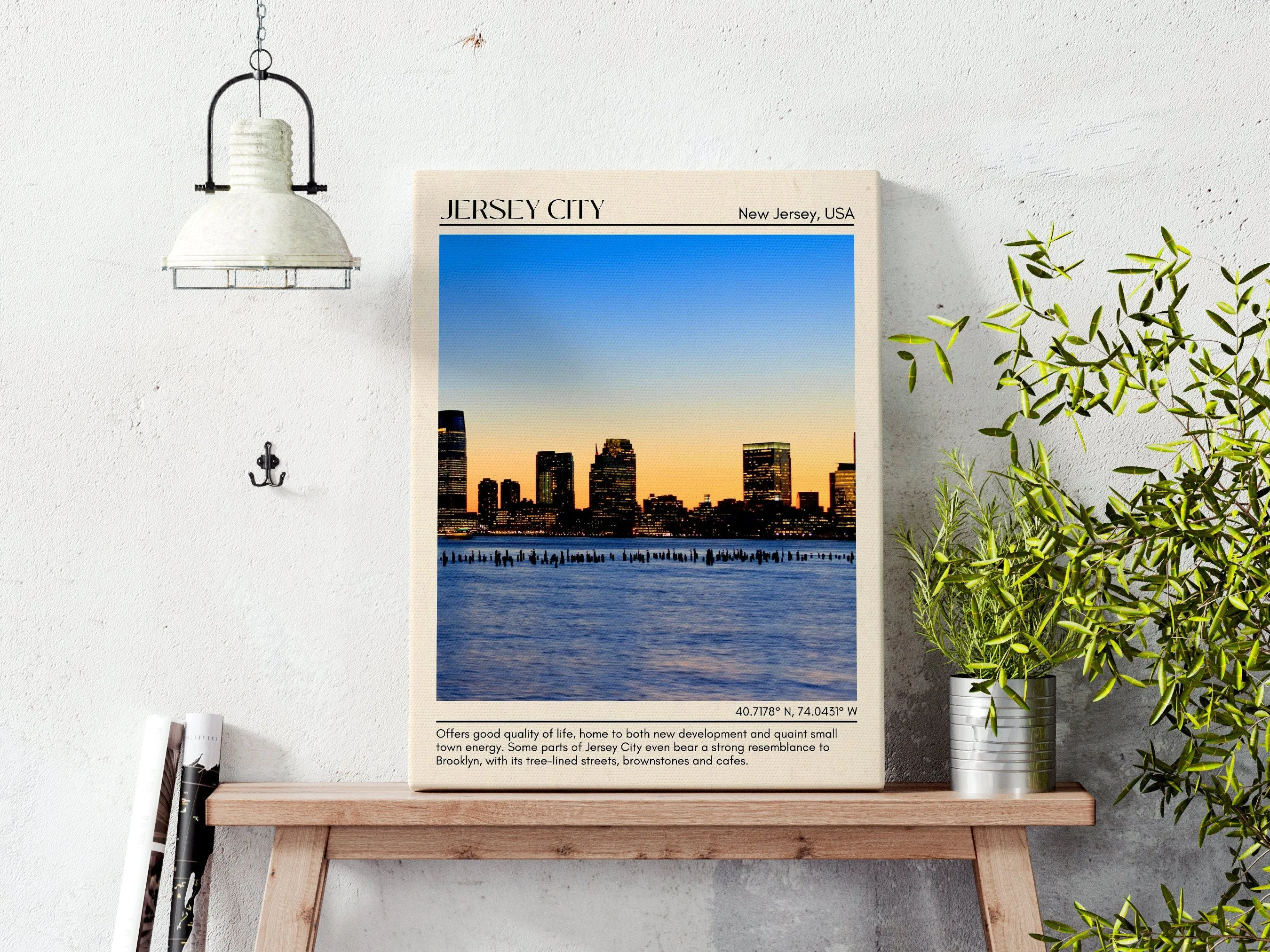 Jersey City Minimal Wall Art, New Jersey, USA