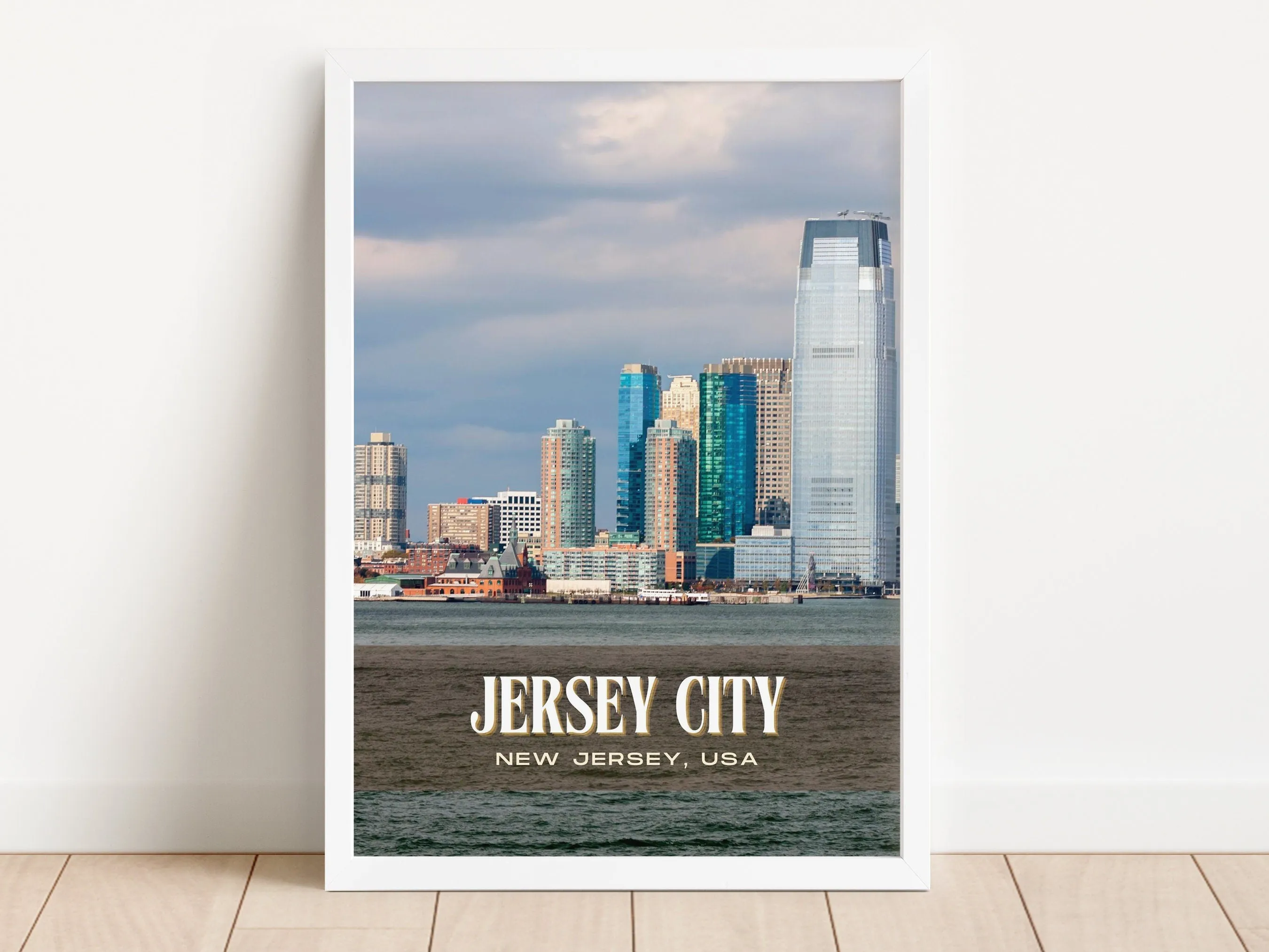 Jersey City Retro Wall Art, New Jersey, USA