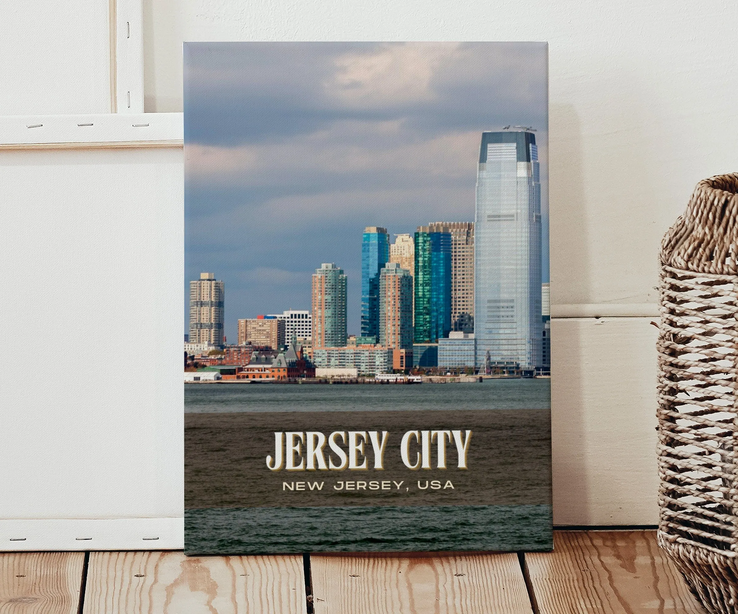 Jersey City Retro Wall Art, New Jersey, USA