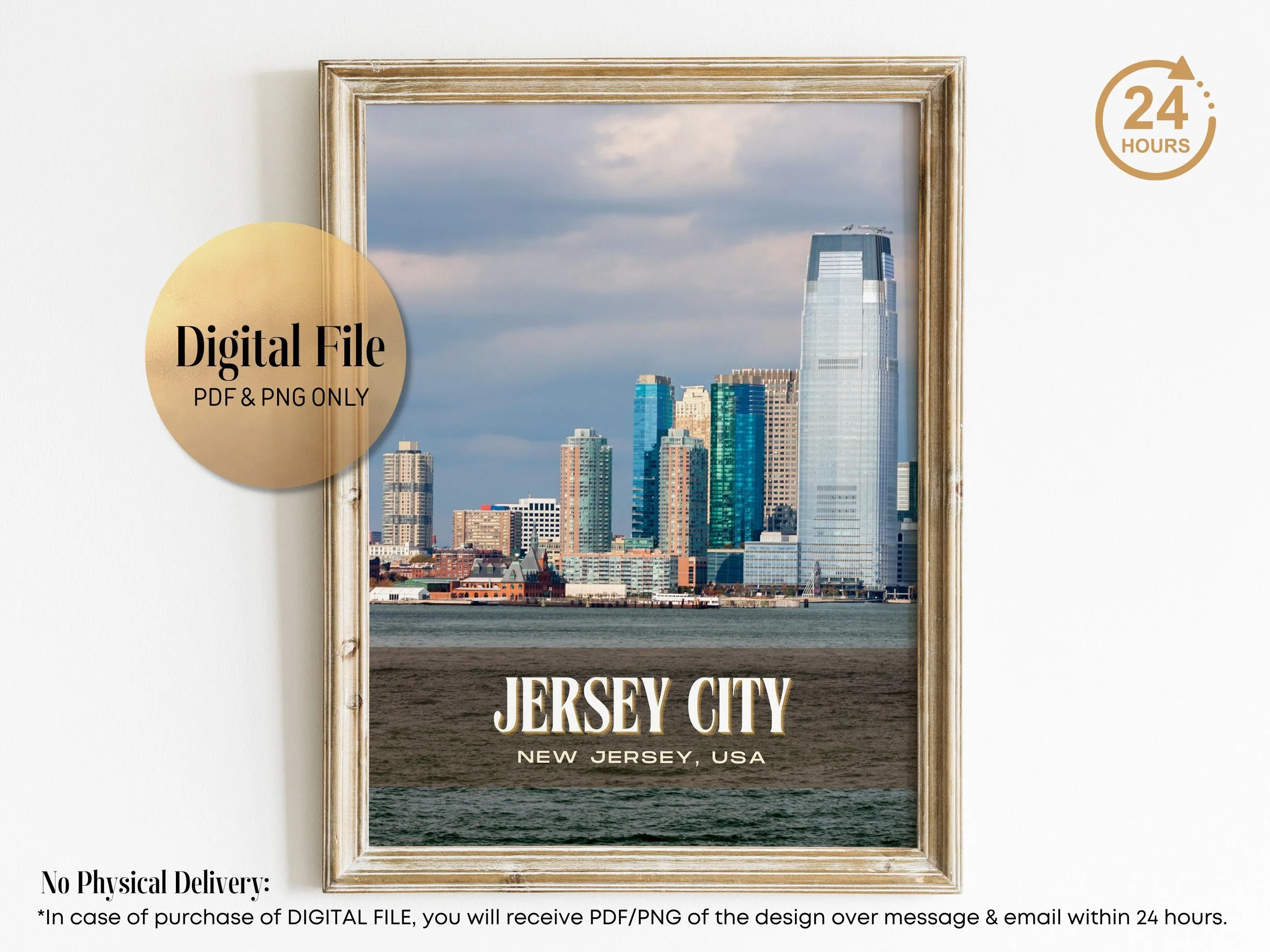Jersey City Retro Wall Art, New Jersey, USA