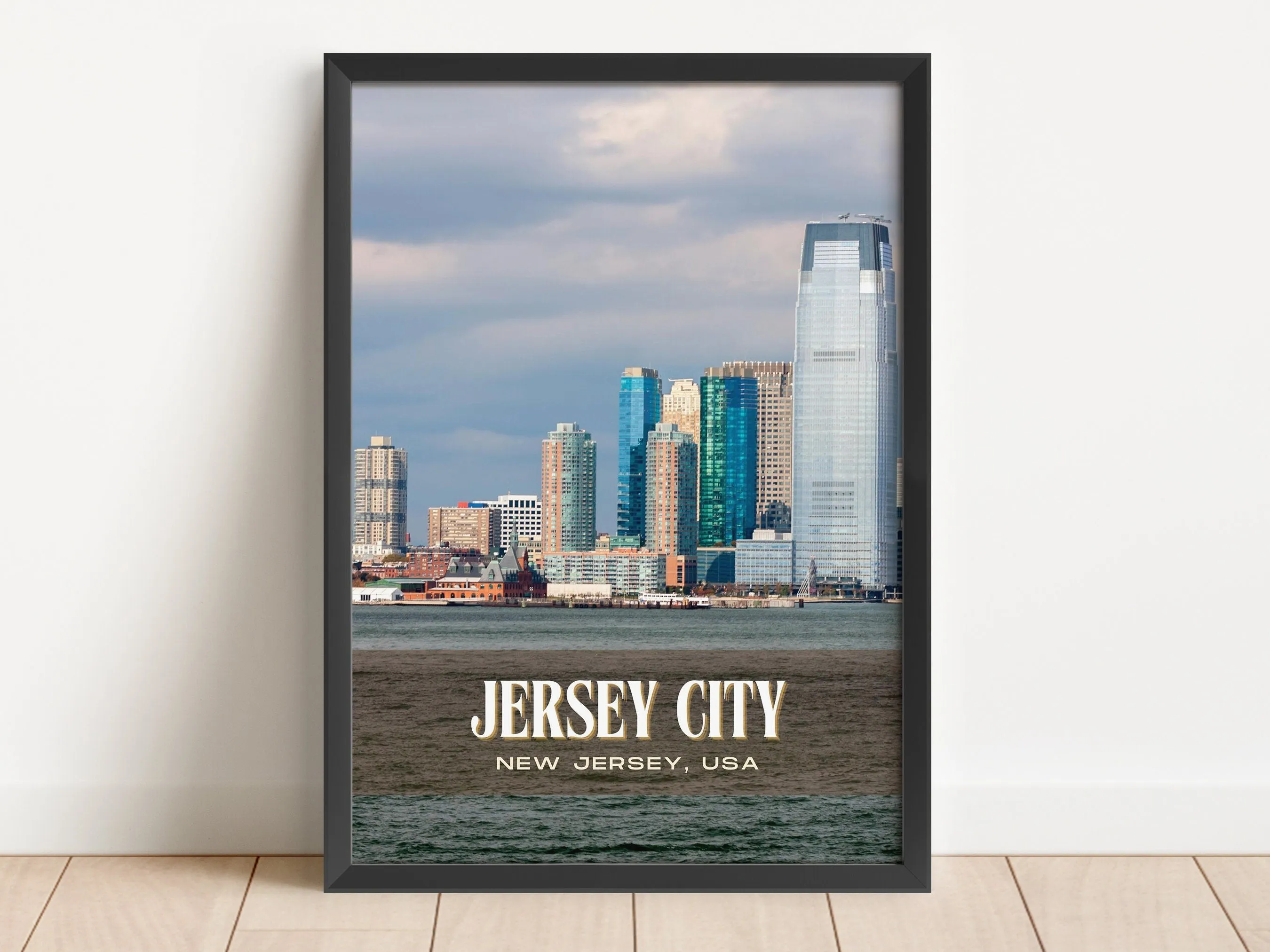Jersey City Retro Wall Art, New Jersey, USA